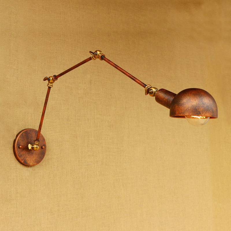 Frendorf | 4"/6.5" Dia Domed Metal Wandlamp Fixture Vintage Stil 1 Kop Studie Kamer Verstelbare Wandlamp Licht in Roest