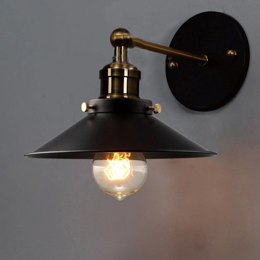Frendorf | Verstelbare Uitlopende Schaduw Metalen Wandlamp Vintage 1 Peertje Slaapkamer Lees Wandlicht in Zwart