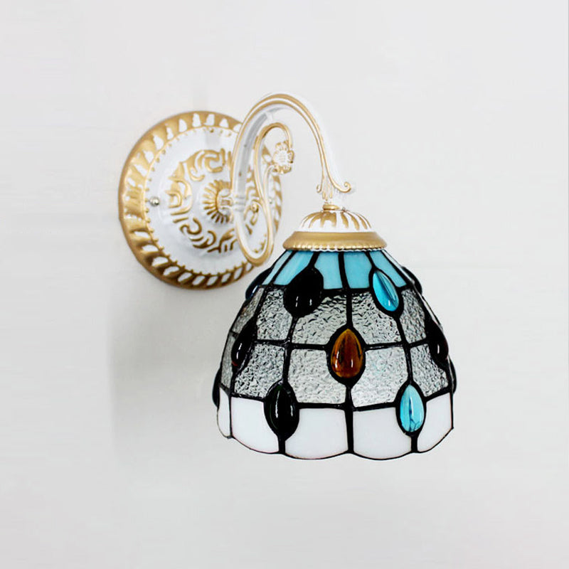 Frendorf | 1-Hoofdschaal Wandlamp Tiffany-stijl Handgemaakt Glazen Wandlamp voor Woonkamer