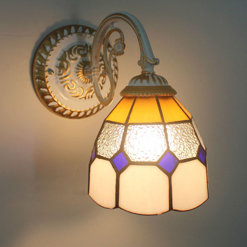 Frendorf | 1-Hoofdschaal Wandlamp Tiffany-stijl Handgemaakt Glazen Wandlamp voor Woonkamer