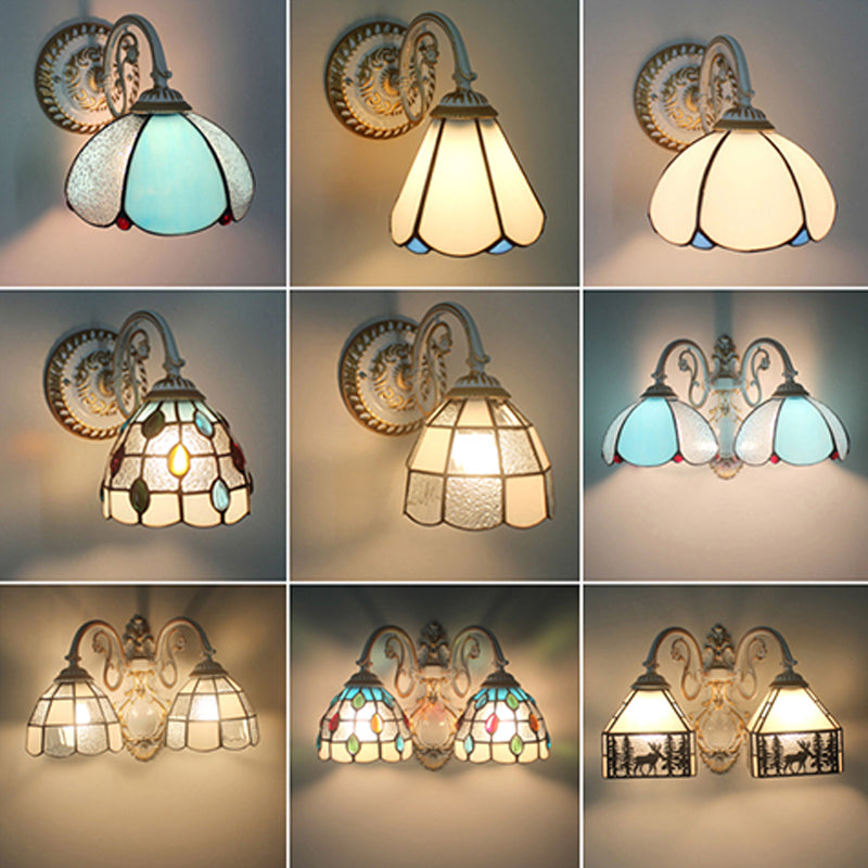 Frendorf | 1-Hoofdschaal Wandlamp Tiffany-stijl Handgemaakt Glazen Wandlamp voor Woonkamer
