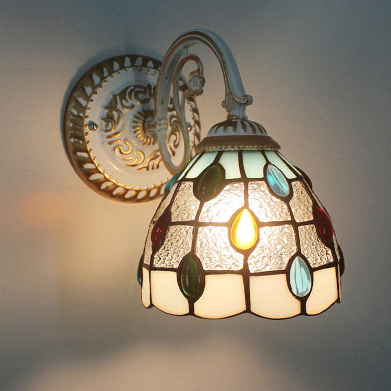 Frendorf | 1-Hoofdschaal Wandlamp Tiffany-stijl Handgemaakt Glazen Wandlamp voor Woonkamer