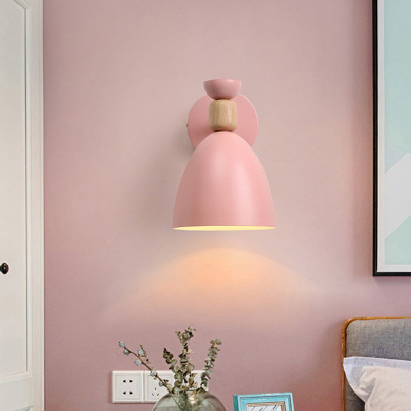 Einzelnes Nachttisch Wandmontierte Leselampe Macaron Adjustable Wandlampe mit Glockenmetallschirm