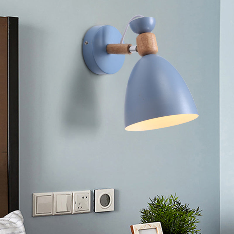 Einzelnes Nachttisch Wandmontierte Leselampe Macaron Adjustable Wandlampe mit Glockenmetallschirm