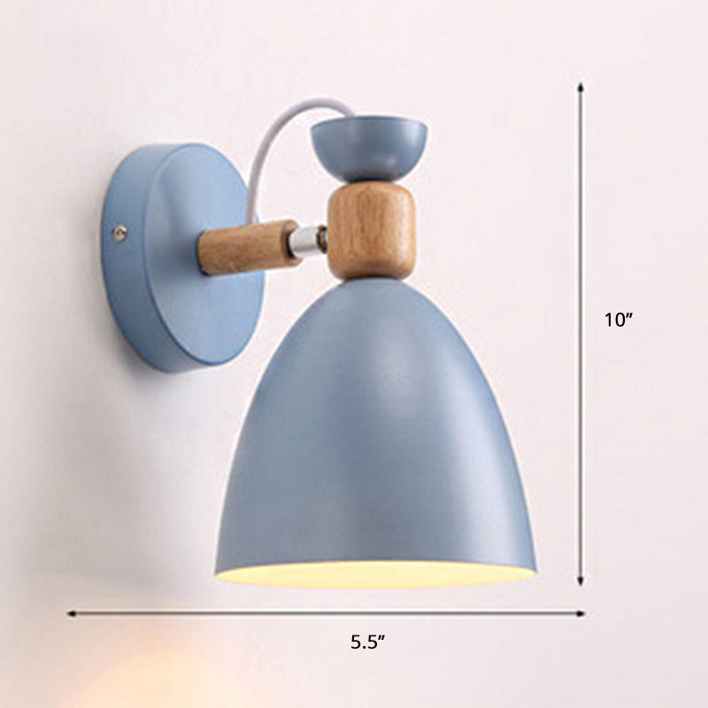 Einzelnes Nachttisch Wandmontierte Leselampe Macaron Adjustable Wandlampe mit Glockenmetallschirm