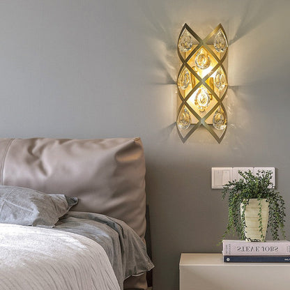 Frendorf | Metaal Spiraal Wandlamp Traditionary 2 Koppen Gouden Muurverlichting met Kristal Druppel voor Bedside