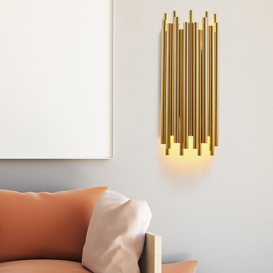 Frendorf | 16"/19.5" Breite Rohr Wandlampe Traditionell Metall 4 Köpfe Gold Wandleuchte für Wohnzimmer