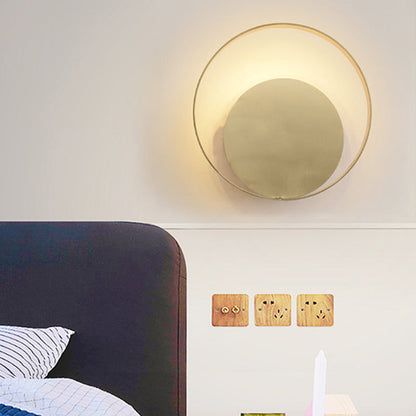 Frendorf | Gold Circular Wall Lighting Traditionary Metal LED Wandleuchte in Warm/Weiß Licht für Wohnzimmer