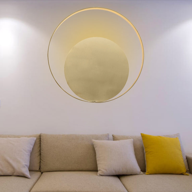 Frendorf | Gold Circular Wall Lighting Traditionary Metal LED Wandleuchte in Warm/Weiß Licht für Wohnzimmer