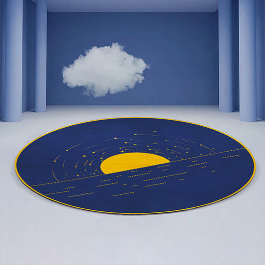 Frendorf | Blauer Westernteppich Polypropylen Farbe Block Innen Teppich Antirutsch Rücken Fleckenresistent Waschbarer Teppich für Wohnzimmer