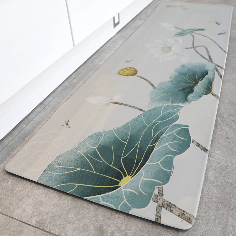 Chinoiserie Floral Printed Rug Mehrfarbiger PVC-Bereichsteppich Rutschfeste Rückseite Haustierfreundlicher Innenbereichsteppich für das Schlafzimmer
