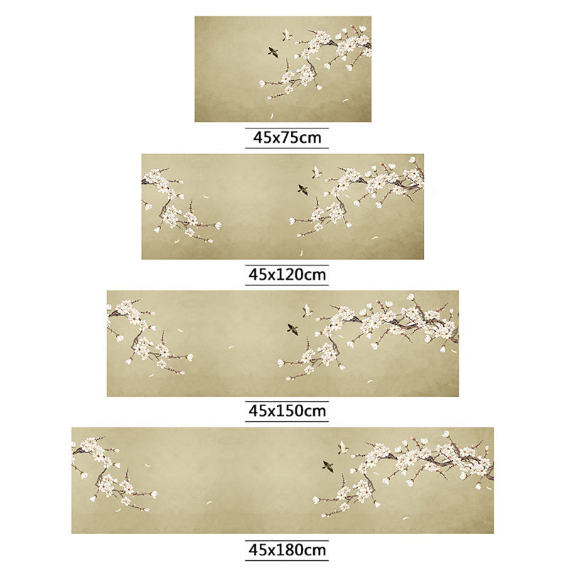 Chinoiserie Floral Printed Rug Mehrfarbiger PVC-Bereichsteppich Rutschfeste Rückseite Haustierfreundlicher Innenbereichsteppich für das Schlafzimmer