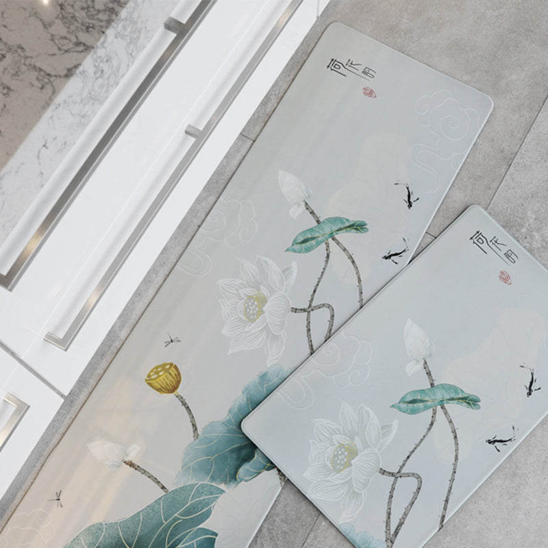 Chinoiserie Floral Printed Rug Mehrfarbiger PVC-Bereichsteppich Rutschfeste Rückseite Haustierfreundlicher Innenbereichsteppich für das Schlafzimmer