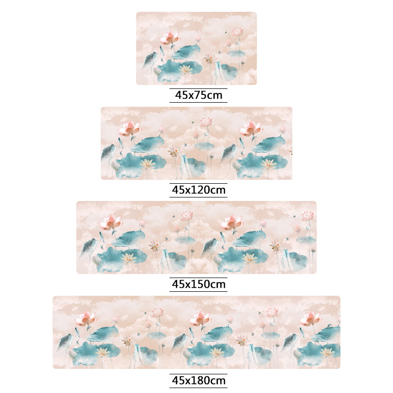 Chinoiserie Floral Printed Rug Mehrfarbiger PVC-Bereichsteppich Rutschfeste Rückseite Haustierfreundlicher Innenbereichsteppich für das Schlafzimmer