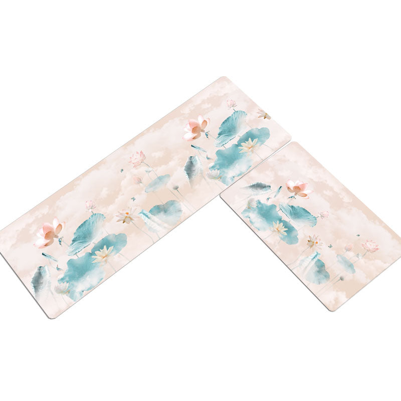 Chinoiserie Floral Printed Rug Mehrfarbiger PVC-Bereichsteppich Rutschfeste Rückseite Haustierfreundlicher Innenbereichsteppich für das Schlafzimmer