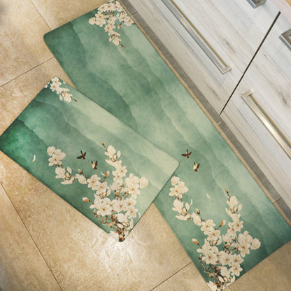 Chinoiserie Floral Printed Rug Mehrfarbiger PVC-Bereichsteppich Rutschfeste Rückseite Haustierfreundlicher Innenbereichsteppich für das Schlafzimmer