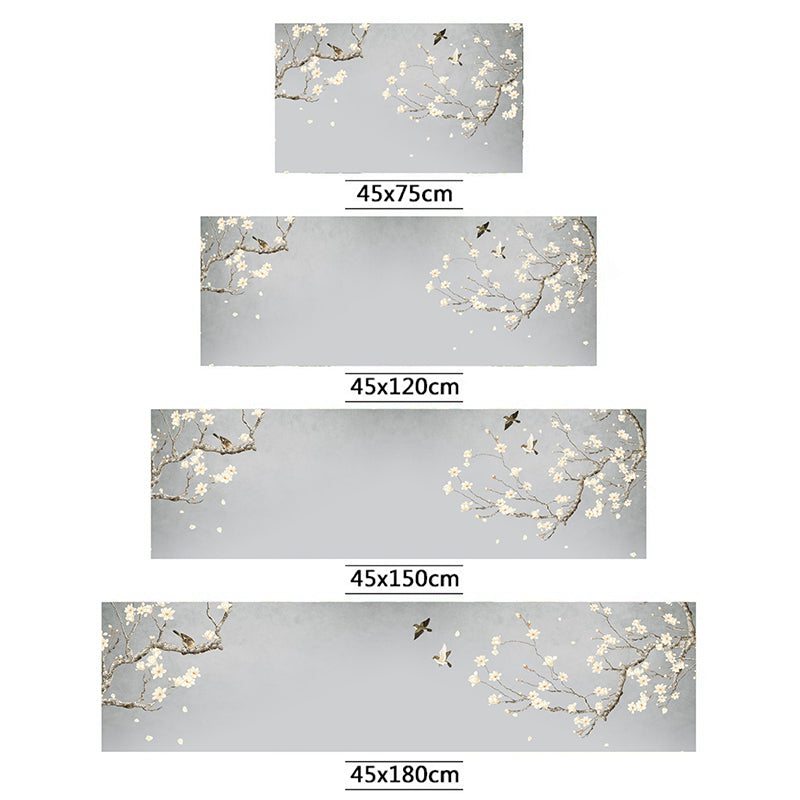 Chinoiserie Floral Printed Rug Mehrfarbiger PVC-Bereichsteppich Rutschfeste Rückseite Haustierfreundlicher Innenbereichsteppich für das Schlafzimmer