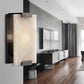 Frendorf | 10.5"/18.5" Breite Rechteckige Wandleuchte Traditionary Metall 1 Kopf Schwarz/Messing Wandlampe Vorrichtung mit Weißem Marmor