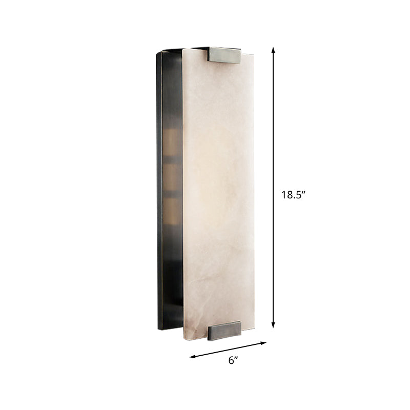 Frendorf | 10.5"/18.5" Breite Rechteckige Wandleuchte Traditionary Metall 1 Kopf Schwarz/Messing Wandlampe Vorrichtung mit Weißem Marmor