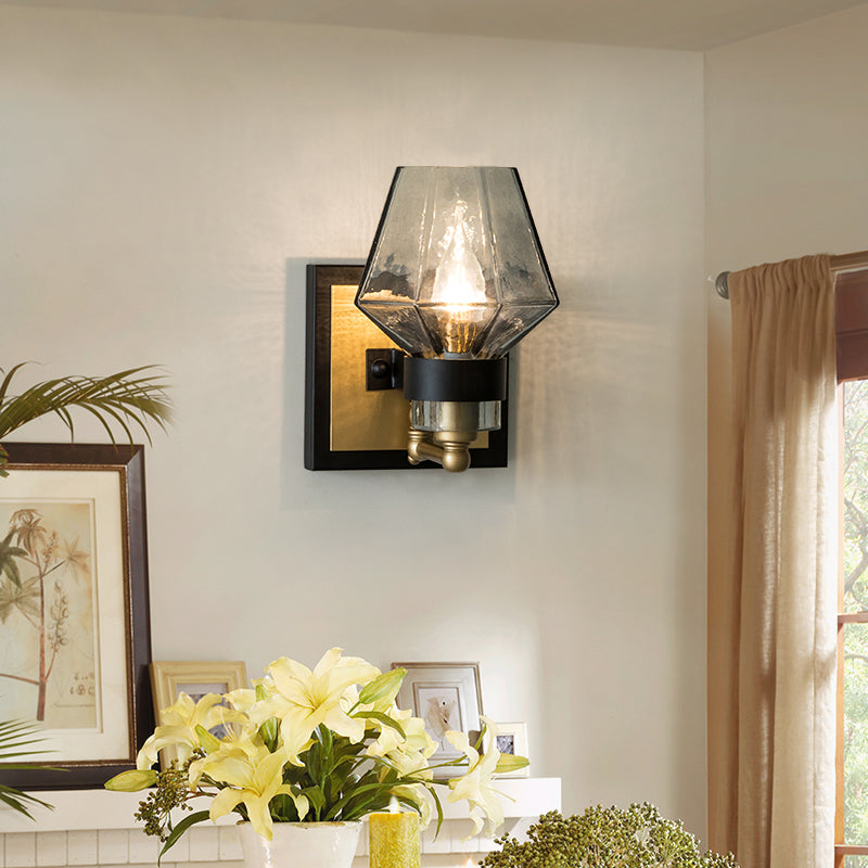 Frendorf | Metalen Kaarsen Sconces Lamp Traditie 1 Gloeilamp Zwarte Wandverlichting Armatuur met Urn Rookglas Schaduw