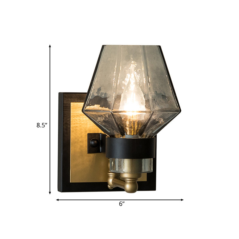 Frendorf | Metalen Kaarsen Sconces Lamp Traditie 1 Gloeilamp Zwarte Wandverlichting Armatuur met Urn Rookglas Schaduw