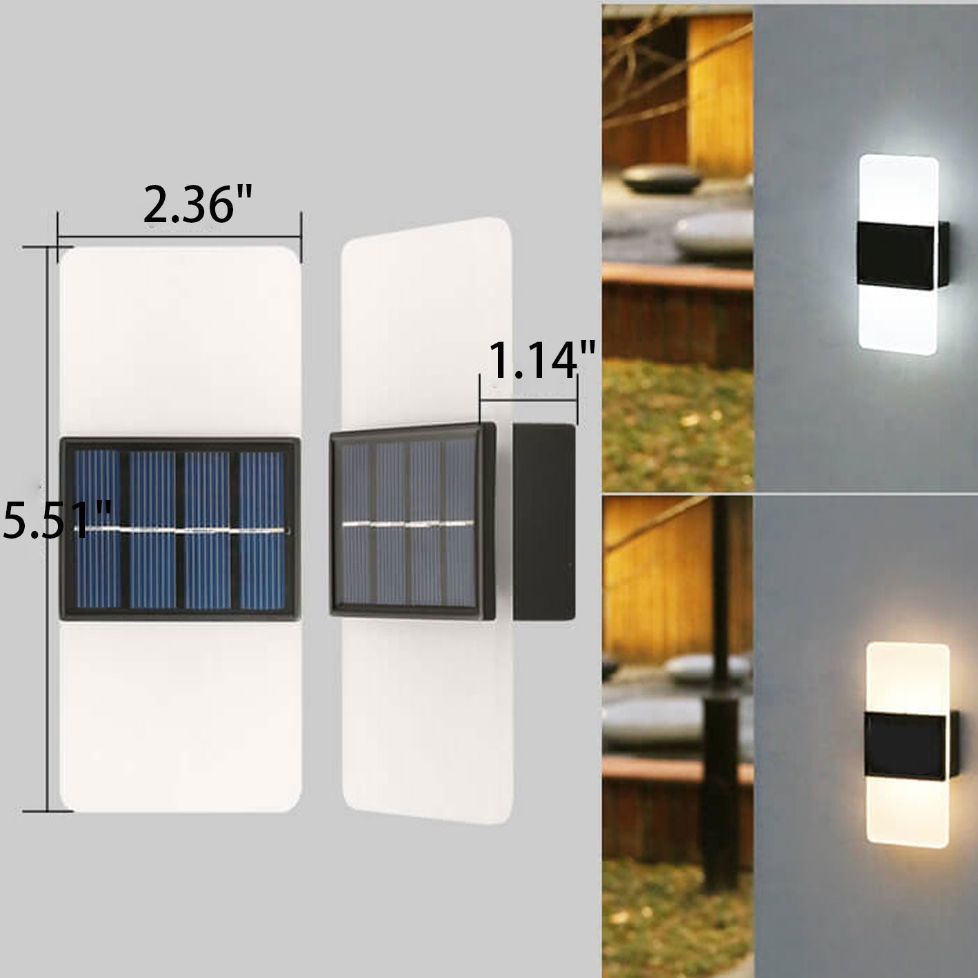 Frendorf | LumaZen Solar LED-Wandlampe | Wetterfest | Solarbetriebene Außenbeleuchtung | Garten- & Terrassen-Deko