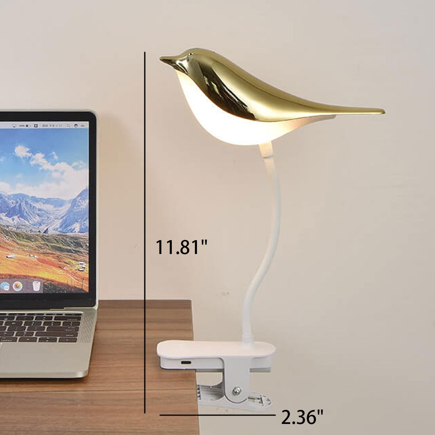 Frendorf | BrightBird Nordic LED Tischlampe | USB-Ladung | Nachtlicht mit Vogelclip | Modernes Design