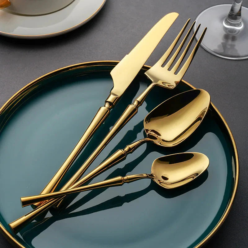 Frendorf | 24 Stück Besteck Essgeschirr Set Gabeln Messer Löffel Teelöffel