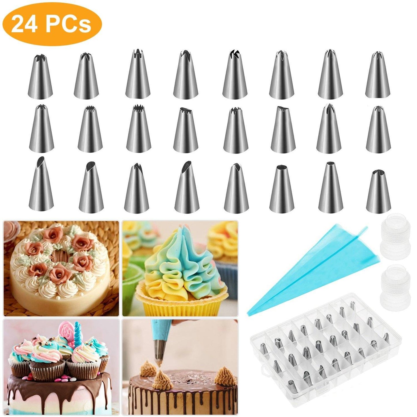 Frendorf | 24-teilige: Edelstahl Kuchen-Dekorationszubehör Set