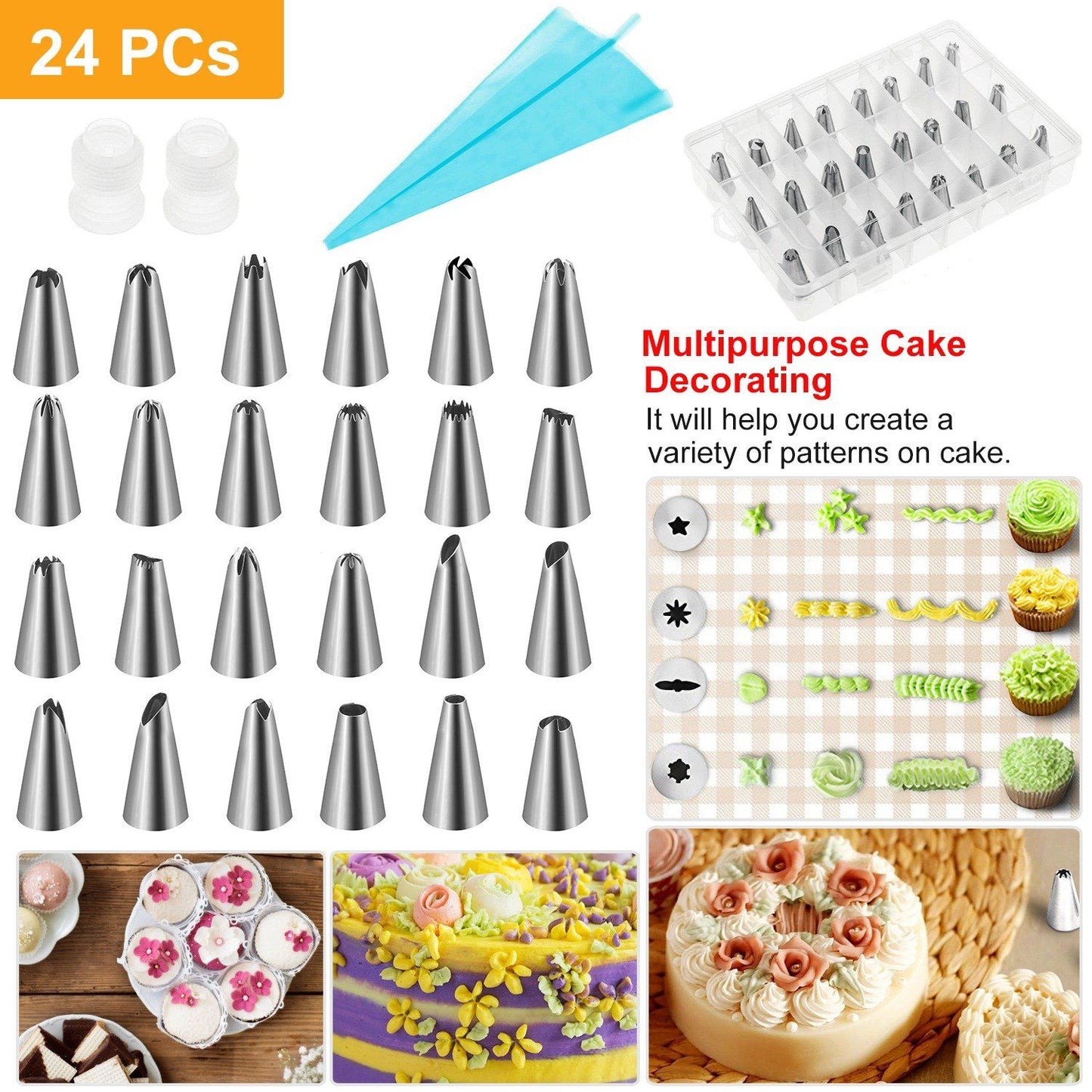 Frendorf | 24-teilige: Edelstahl Kuchen-Dekorationszubehör Set