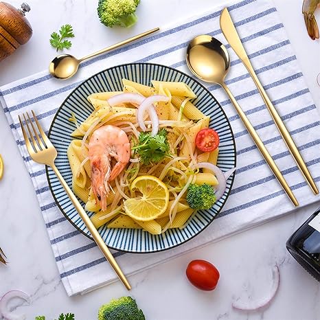 Frendorf | 24-teiliges Edelstahl Gold-Silber Luxus Besteck - RoyalGlow