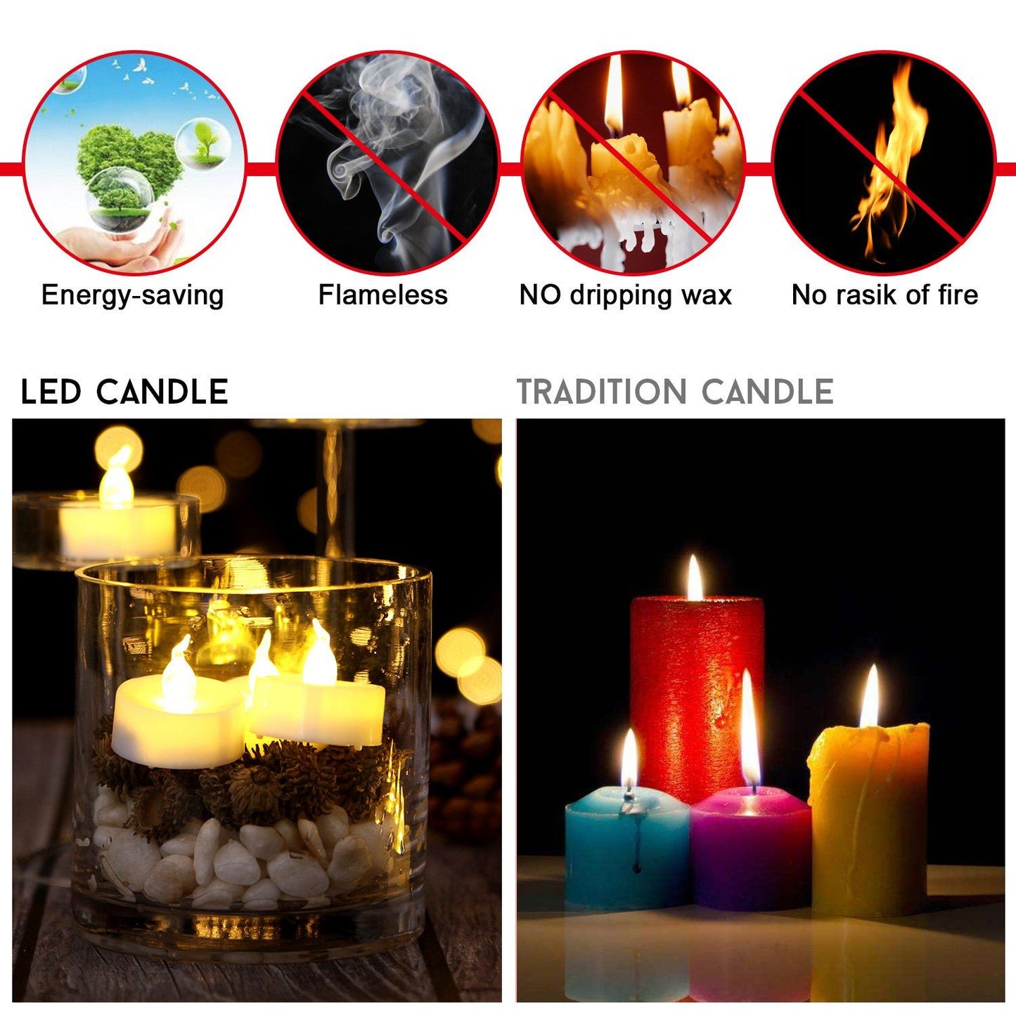 Frendorf | 24-Teile: Warmweiß LED Teelichter