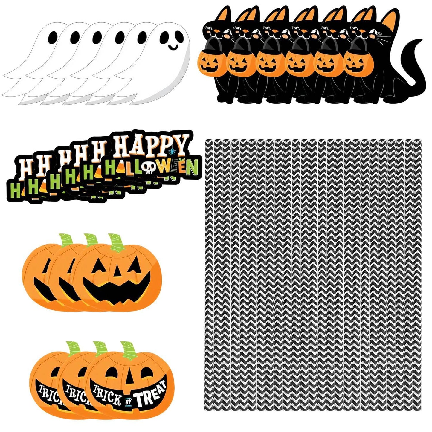 Frendorf | 24-teilig: Halloween-Party gestreifte Dekorationspapierstrohhalme
