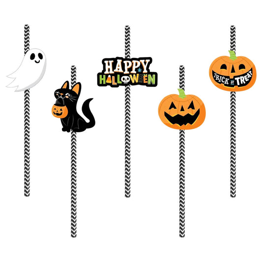 Frendorf | 24-teilig: Halloween-Party gestreifte Dekorationspapierstrohhalme