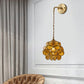 Frendorf | 1 Glühbirne Schlafzimmer Wandschalter Lampe Traditionelle Wandbeleuchtung mit Blumen weiß/rosa/blauem Glas-Schirm