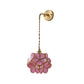 Frendorf | 1 Glühbirne Schlafzimmer Wandschalter Lampe Traditionelle Wandbeleuchtung mit Blumen weiß/rosa/blauem Glas-Schirm