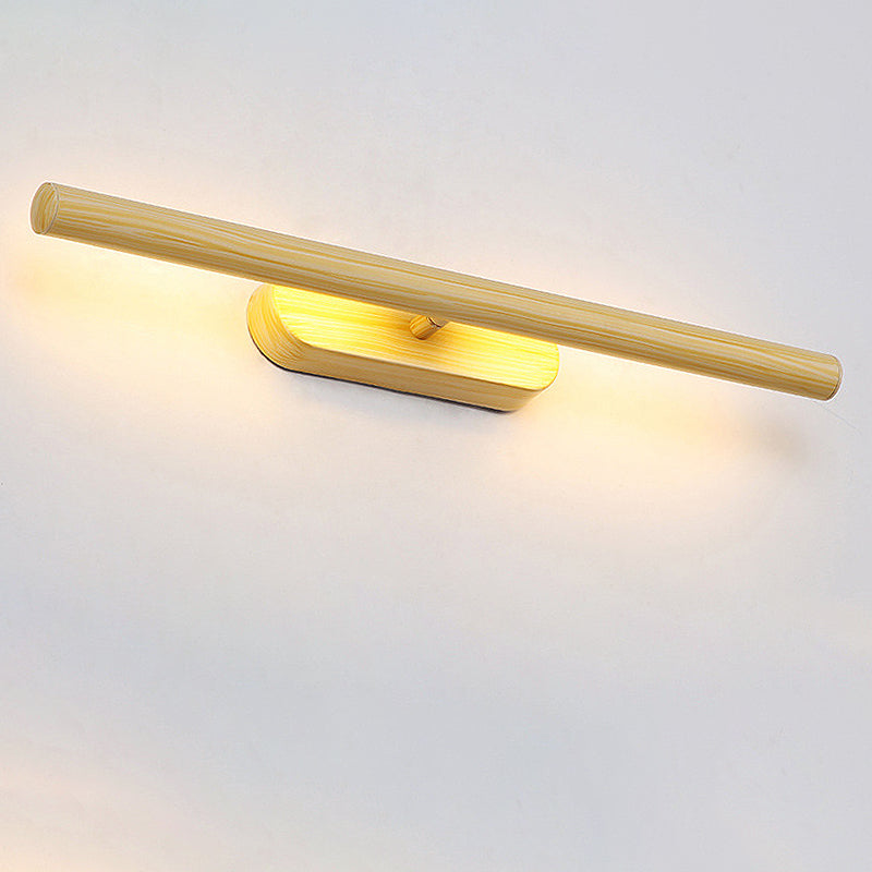 Frendorf | Tube Wood Vanity Wandleuchte Modernistisch 19"/23"/27" Breite LED Beige Wandmontierte Vanity Lichtarmatur in Weiß/Warm/Natürlich Licht
