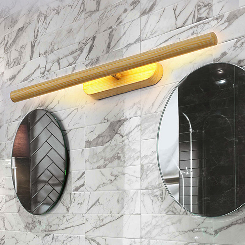 Frendorf | Tube Wood Vanity Wandleuchte Modernistisch 19"/23"/27" Breite LED Beige Wandmontierte Vanity Lichtarmatur in Weiß/Warm/Natürlich Licht
