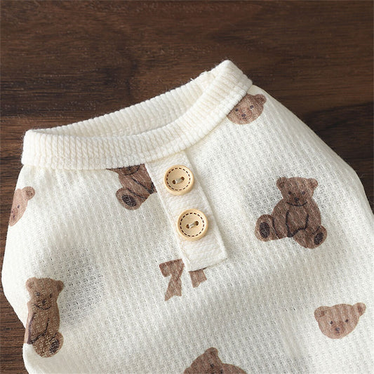 Adorables Teddy-Print-Hundeweste – Perfekt für drinnen und draußen