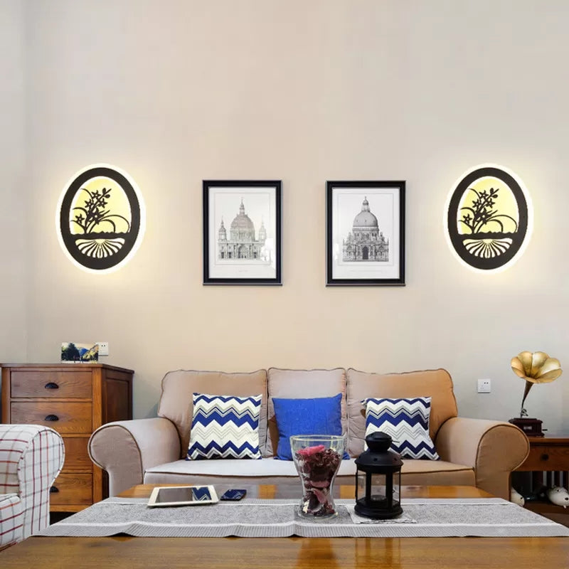 Frendorf | Schwarze natürliche Sicht Wandleuchte moderne stilvolle Acryl Wandleuchte für Wohnzimmer Korridor