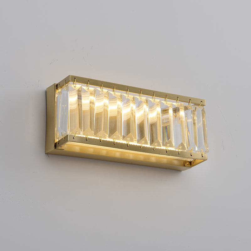 Frendorf | 10"/10.5"/16" Breite Runde/Rechteckige Wandleuchte Traditionelles Kristall Messing LED Wandleuchte für Schlafzimmer