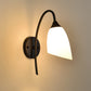 Frendorf | Schwarze Ausführung Gänsehälse Wandlampe rustikales Metall 1 Leuchtmittel Schlafzimmer Wandleuchte mit Milchglas-Schirm