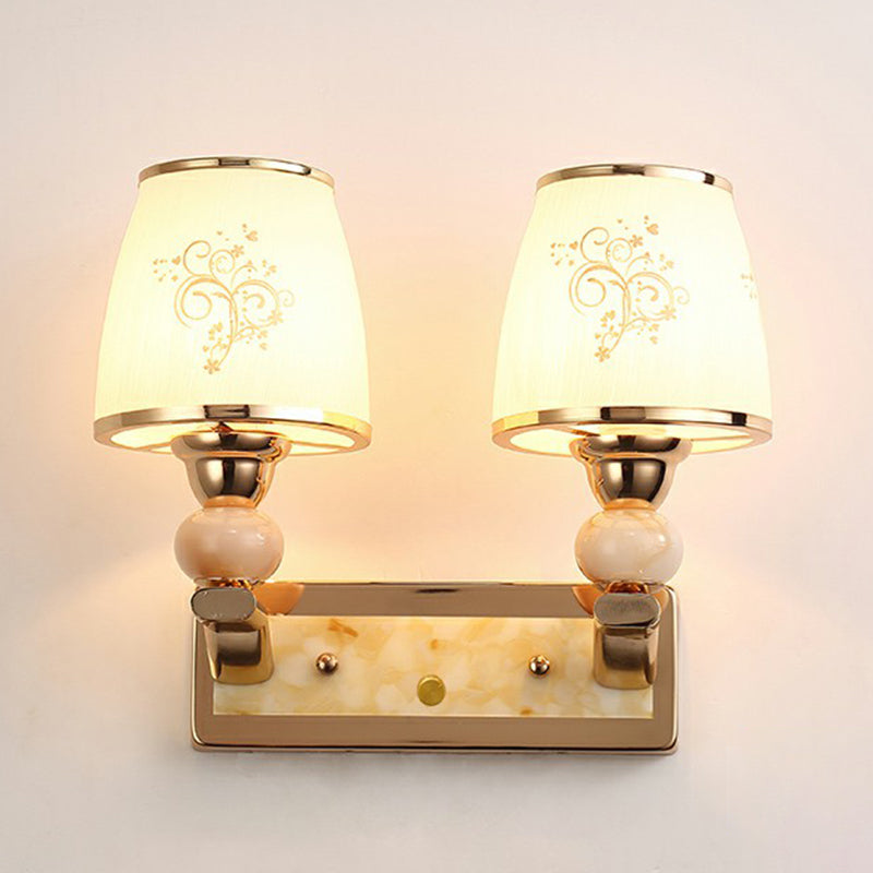 Frendorf | 2-Head Weißes Glas Wandleuchte Einfache Stil Schattiert Wohnzimmer Wandbeleuchtung Ideen