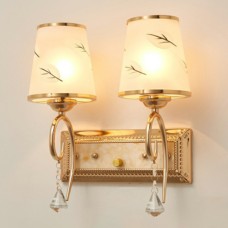 Frendorf | 2-Head Weißes Glas Wandleuchte Einfache Stil Schattiert Wohnzimmer Wandbeleuchtung Ideen