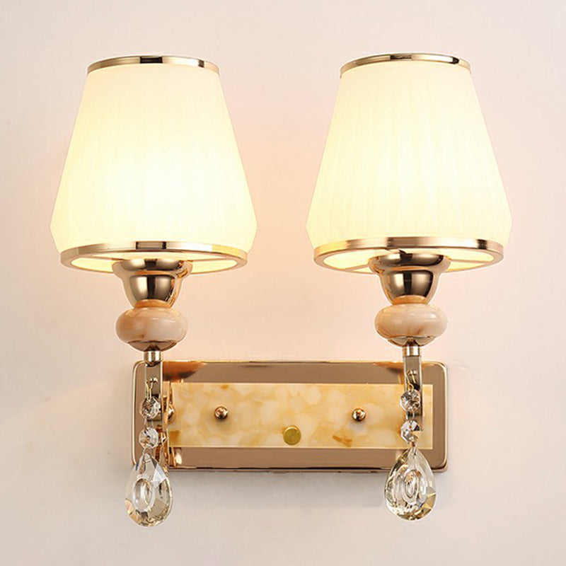 Frendorf | 2-Head Weißes Glas Wandleuchte Einfache Stil Schattiert Wohnzimmer Wandbeleuchtung Ideen