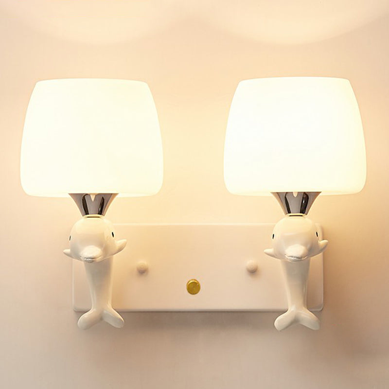 2-Kopf Weiße Glas Wandleuchte Einfache Stil Schirm Wohnzimmer Wand Beleuchtung Ideen