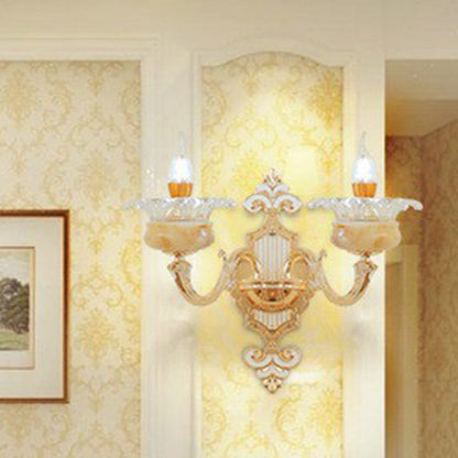 Frendorf | Beige Kerzen Wandleuchte Licht Klassisch Faux Jade Glas Schlafzimmer Wandleuchte Fixture