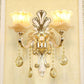 Frendorf | Klassische Blumen Wandlampe Faux Jade Satinierte Glas Wandbeleuchtung mit K9 Kristalltropfen in Silber