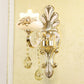 Frendorf | Klassische Blumen Wandlampe Faux Jade Satinierte Glas Wandbeleuchtung mit K9 Kristalltropfen in Silber