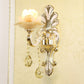 Frendorf | Klassische Blumen Wandlampe Faux Jade Satinierte Glas Wandbeleuchtung mit K9 Kristalltropfen in Silber